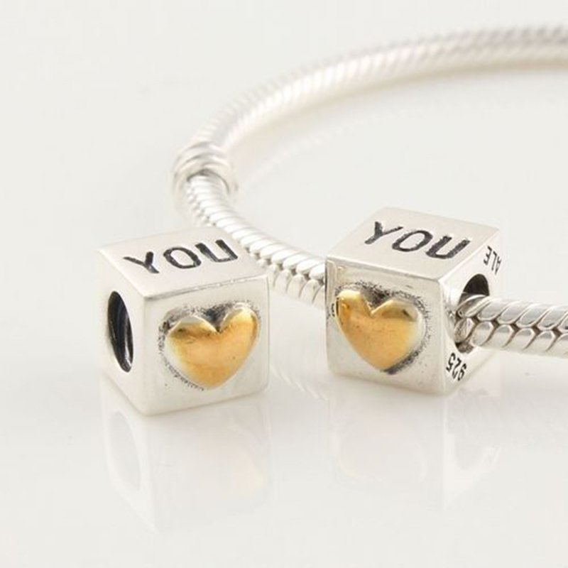 Pandora I Love You silver & gold charm Pandora