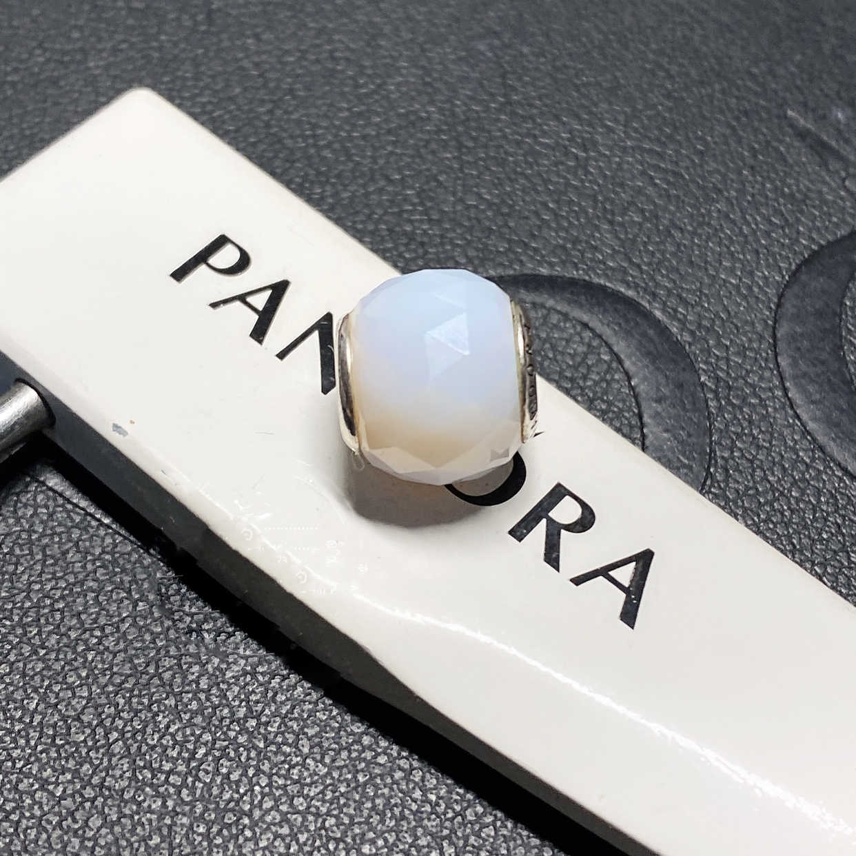 pandora geometric facets opalescent white crystal