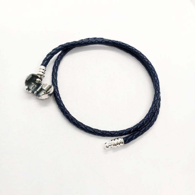pandora bracelet braided leather dark blue