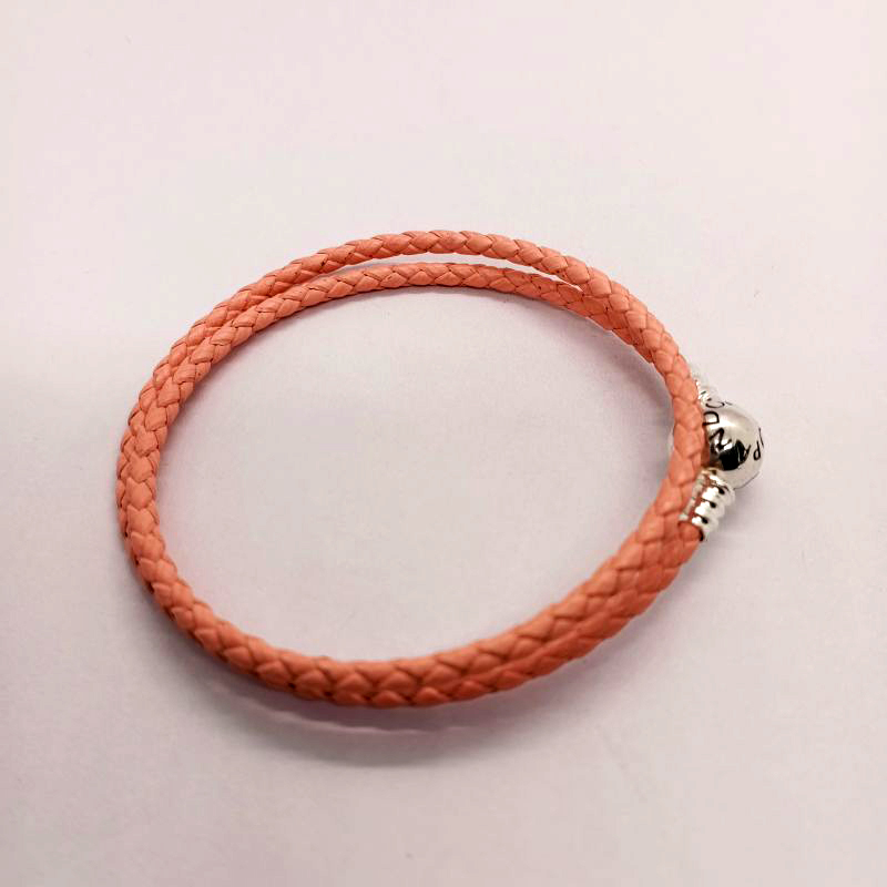 pandora bracelet  braided leather pink