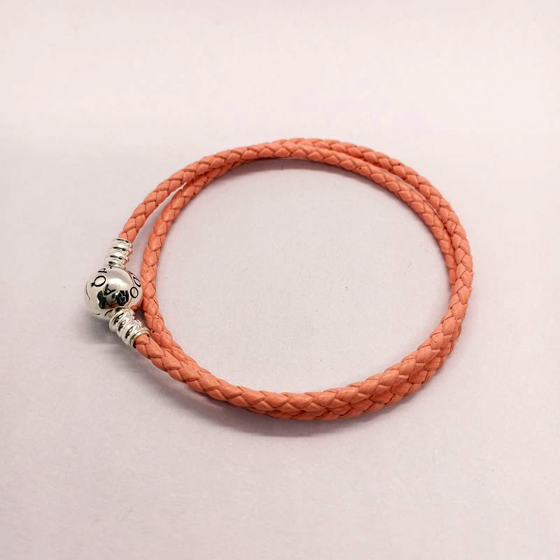 pandora bracelet  braided leather pink