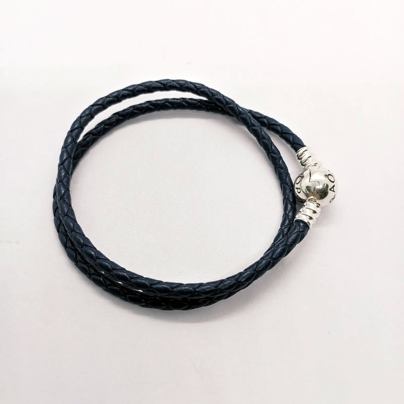 pandora bracelet braided leather dark blue