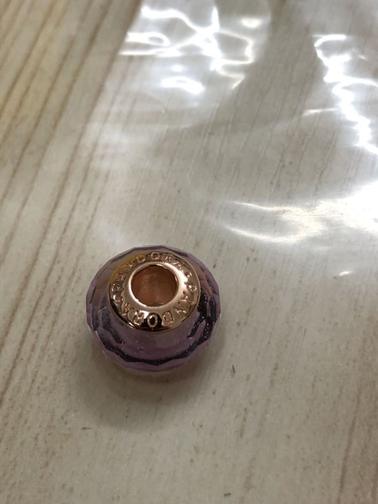 pink shimmerpandora rose gold plated faceted murano glass charm