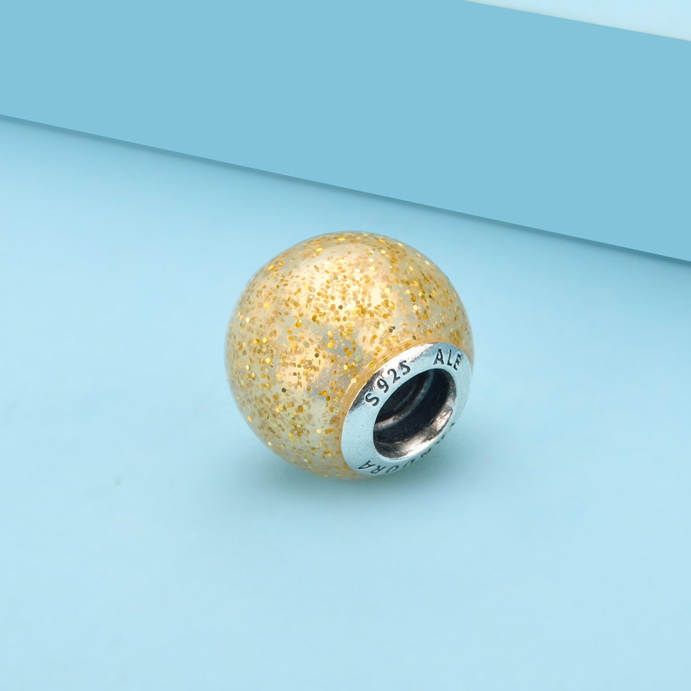 pandora golden glitter ball charm