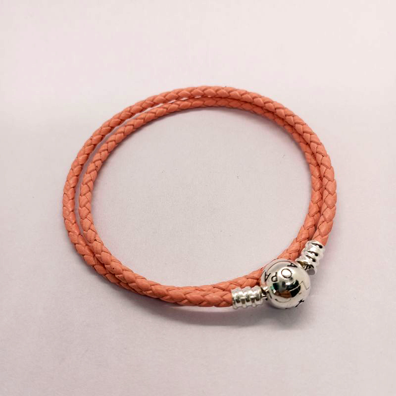 pandora bracelet  braided leather pink