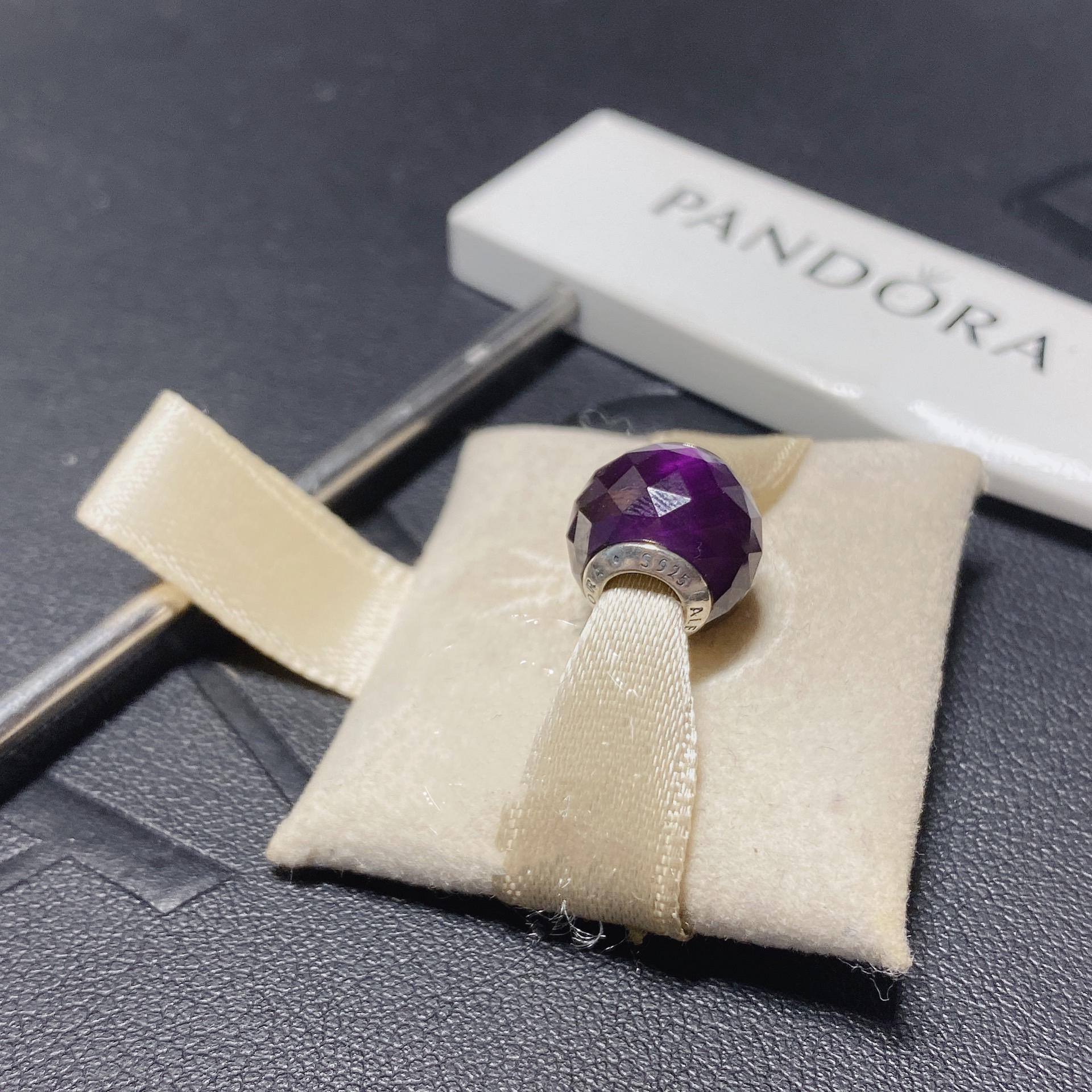 pandora charm geometric facet royal purple