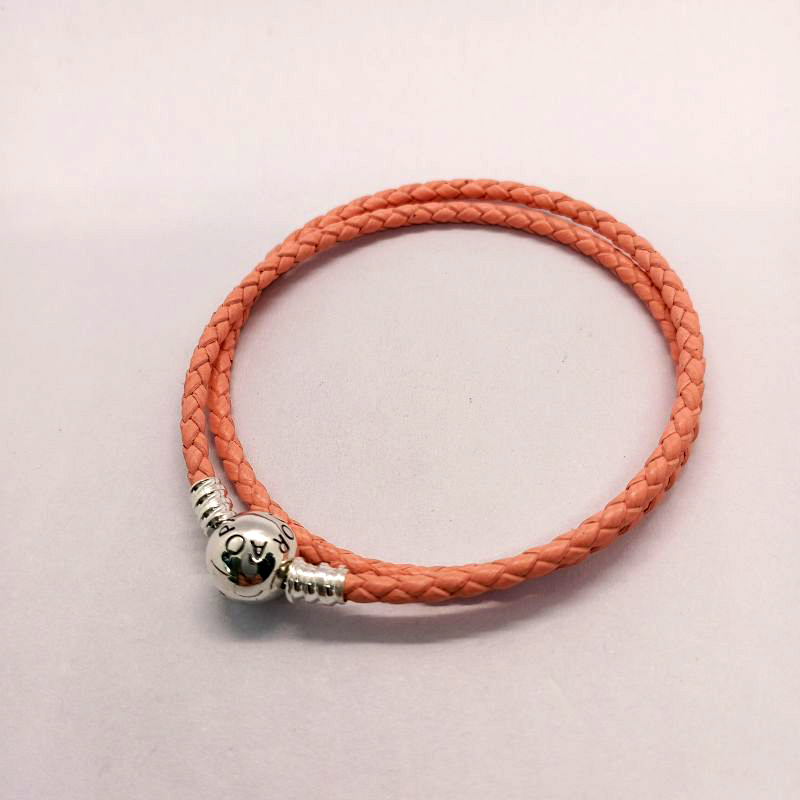 pandora bracelet  braided leather pink