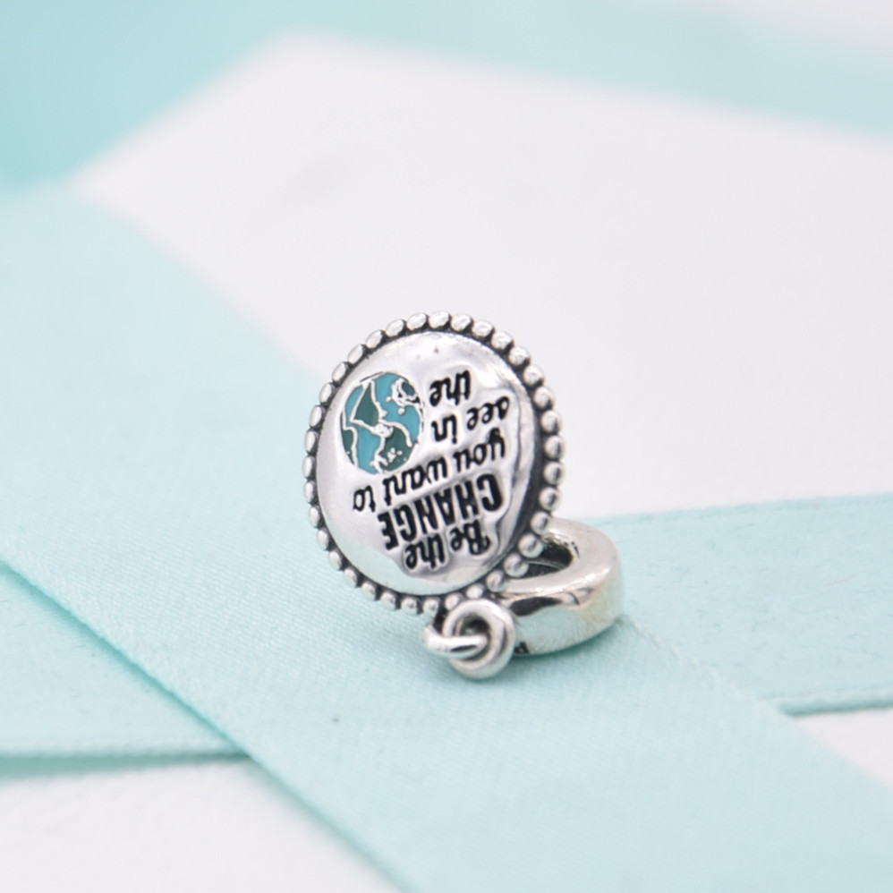 pandora silver be the change you want to see dangle bead