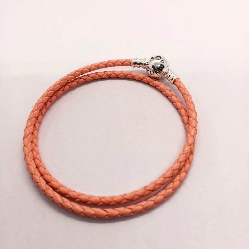 pandora bracelet  braided leather pink