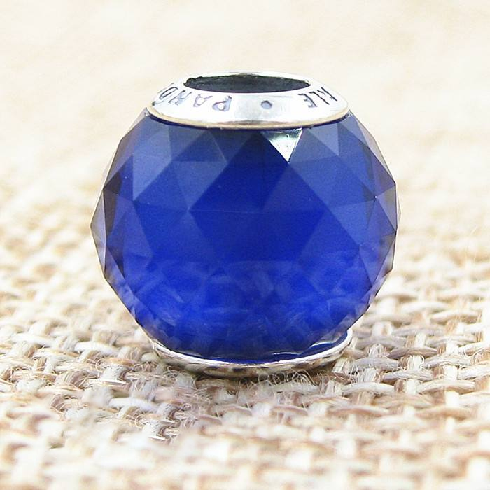 pandora silver geometric facets royal blue crystal bead