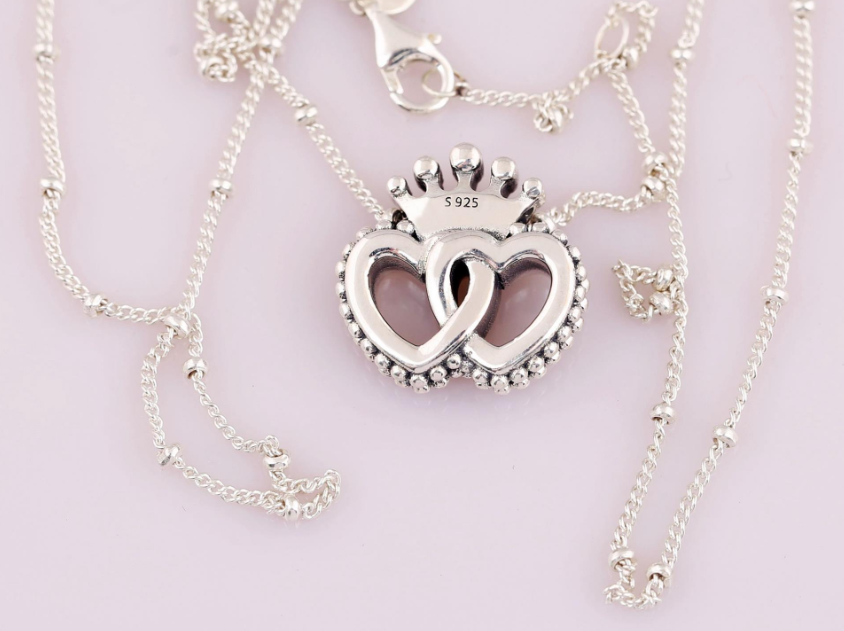 New Pandora Crown & Interwined Hearts Pendant Necklace - 45cm