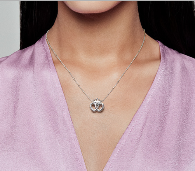 New Pandora Crown & Interwined Hearts Pendant Necklace - 45cm