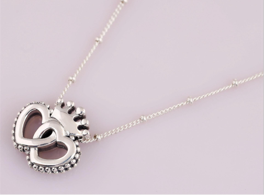 New Pandora Crown & Interwined Hearts Pendant Necklace - 45cm