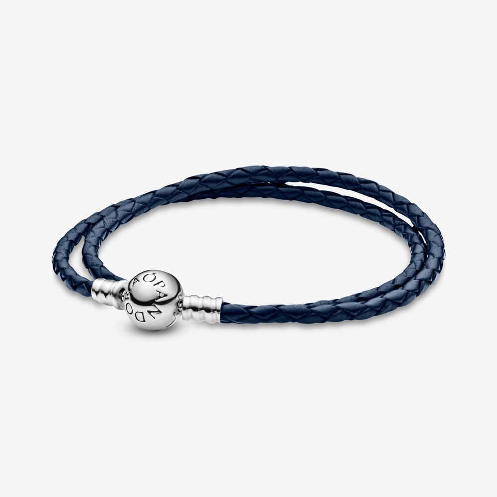 pandora bracelet braided leather dark blue