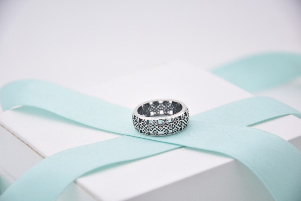pandora intricate lattice cz ring