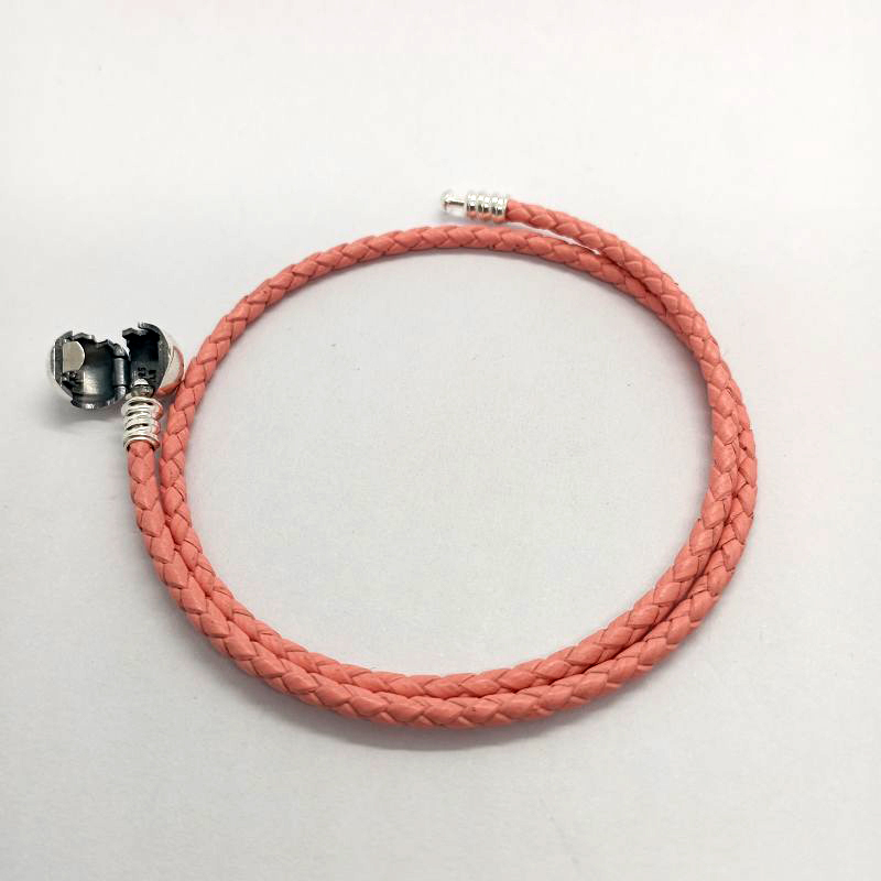 pandora bracelet  braided leather pink
