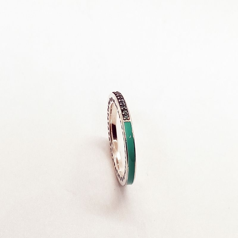 radiant hearts of pandora mint green enamel ring