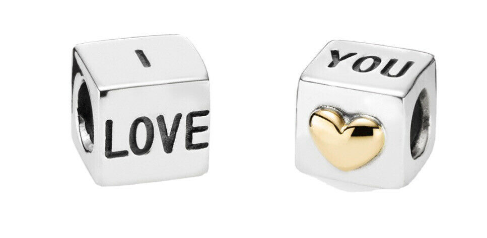 Pandora I Love You silver & gold charm Pandora