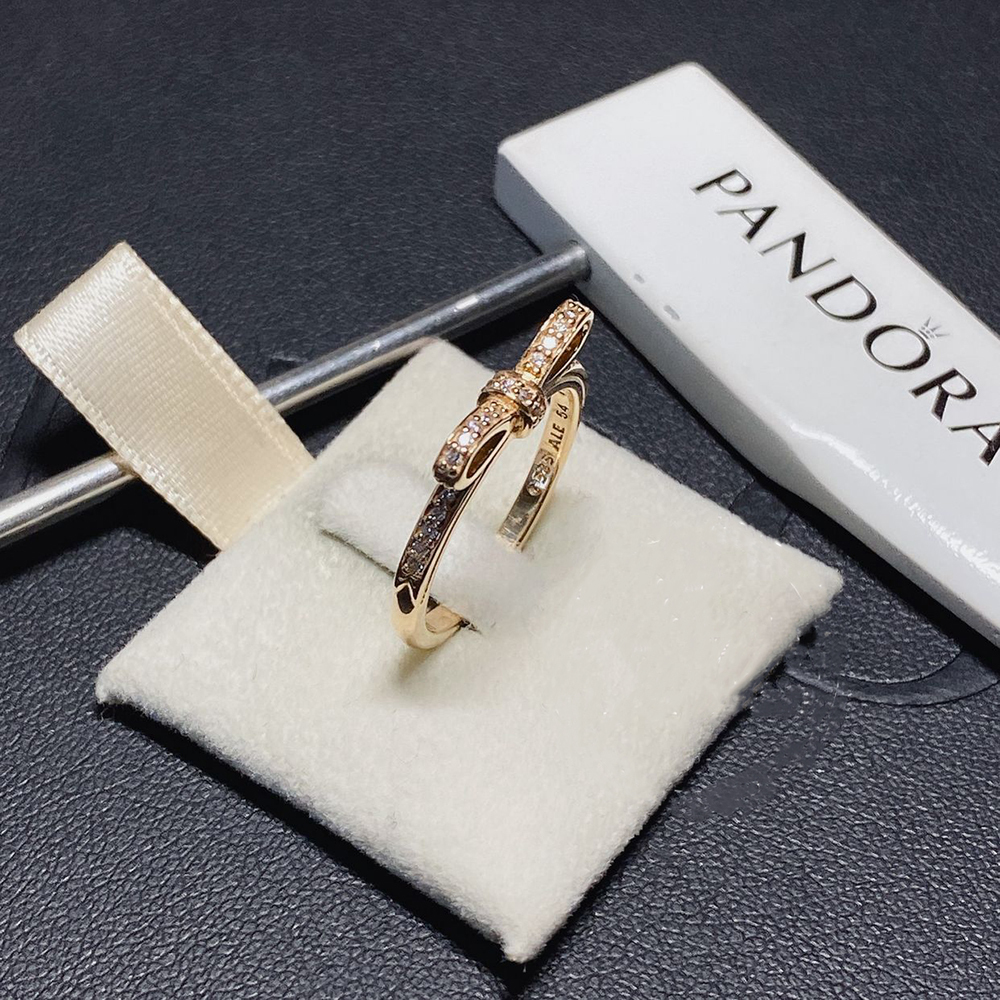 pandora gold delicate bow ring