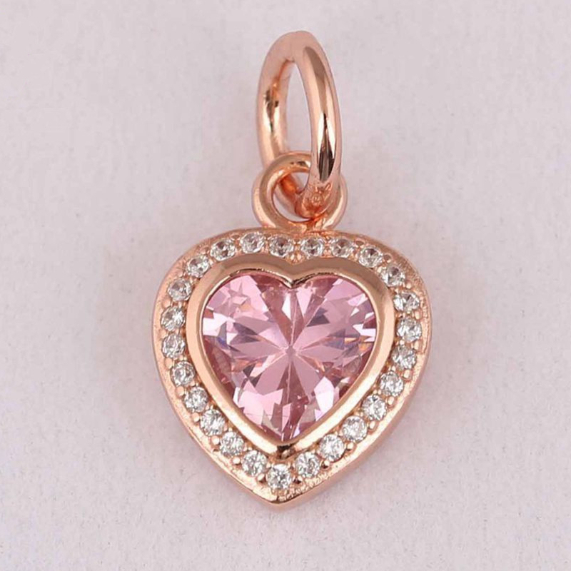 pandora heart dangle rose gold plated pendant charm pink