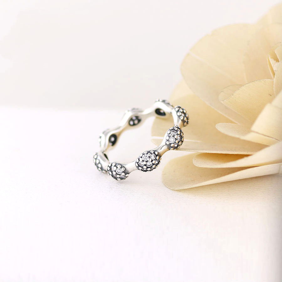 pandora sterling silver fancy 8 pod black cz ring