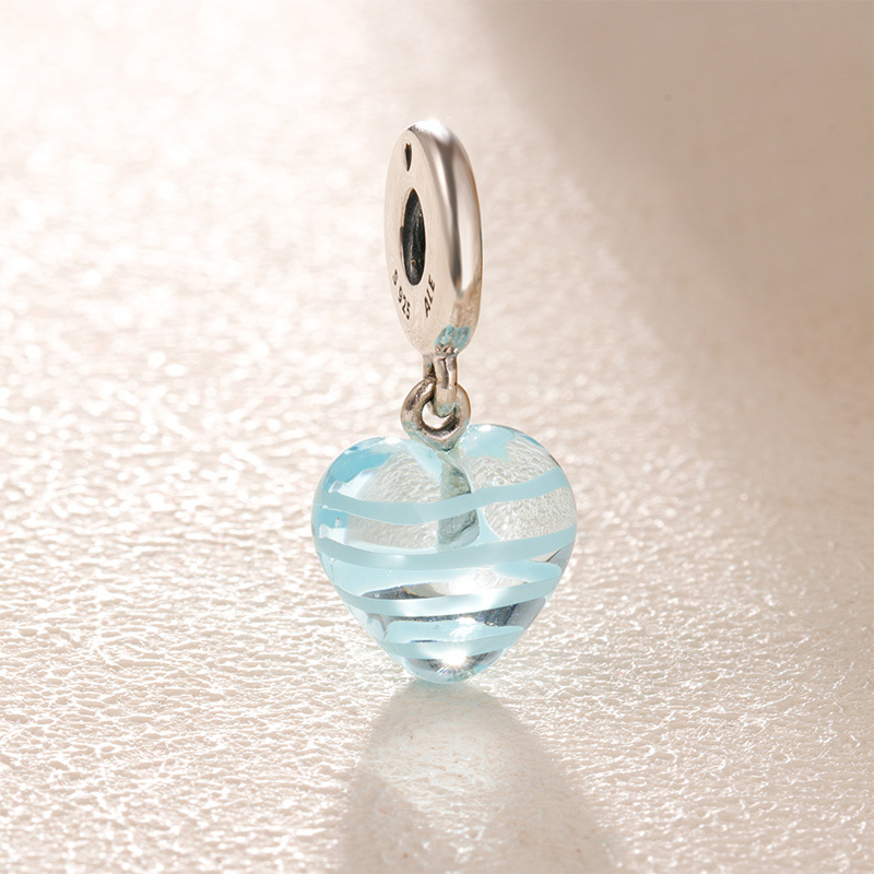 pandora blue ribbon murano glass charm