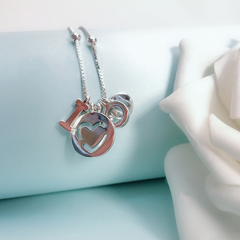 pandora valentine's i love you necklace dangling letters -60 cm