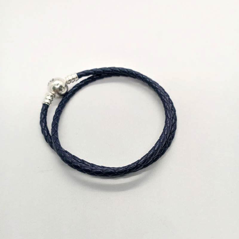 pandora bracelet braided leather dark blue