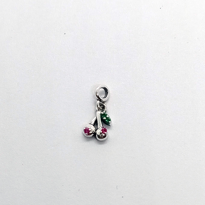 Pandora Me My Cherry, Cerise & Green Crystal Charm