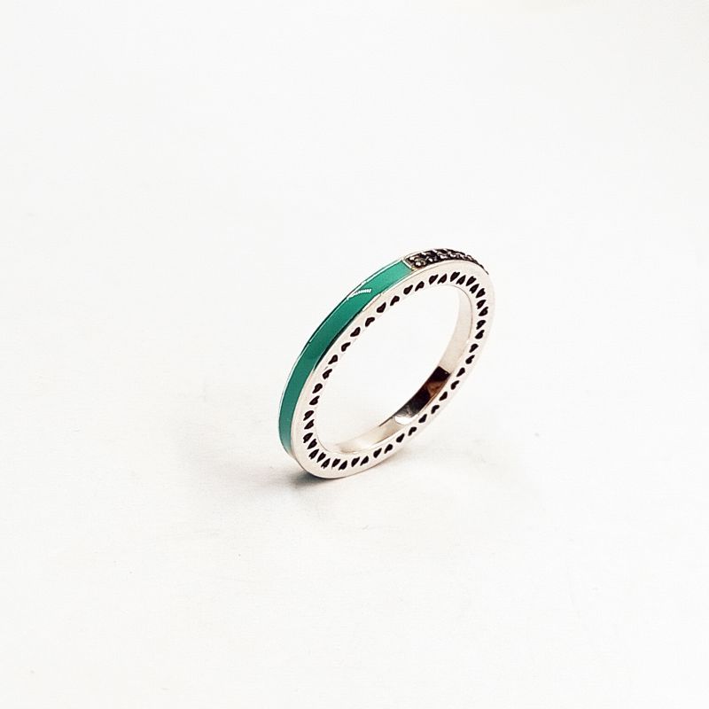 radiant hearts of pandora mint green enamel ring