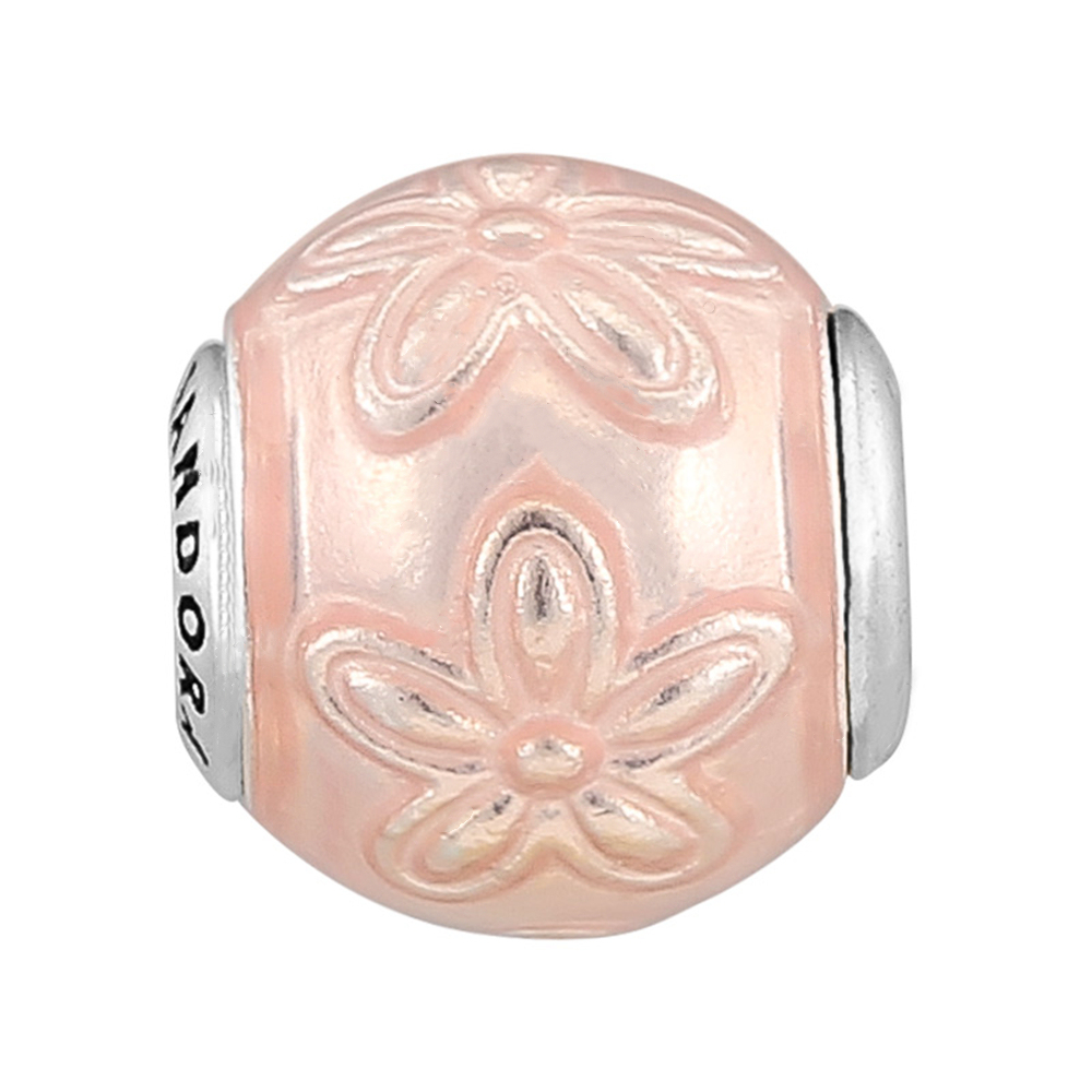 pandora essence happiness charm, a symbolic daisy on pink enamel