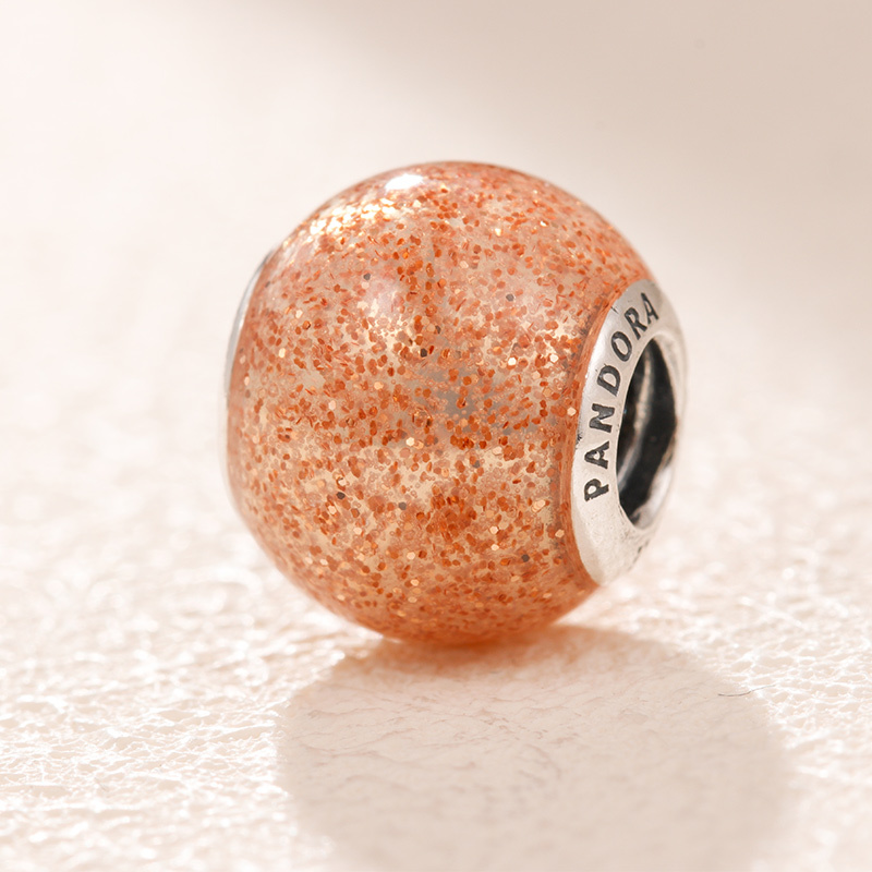 pandora, rose golden glitter ball charm