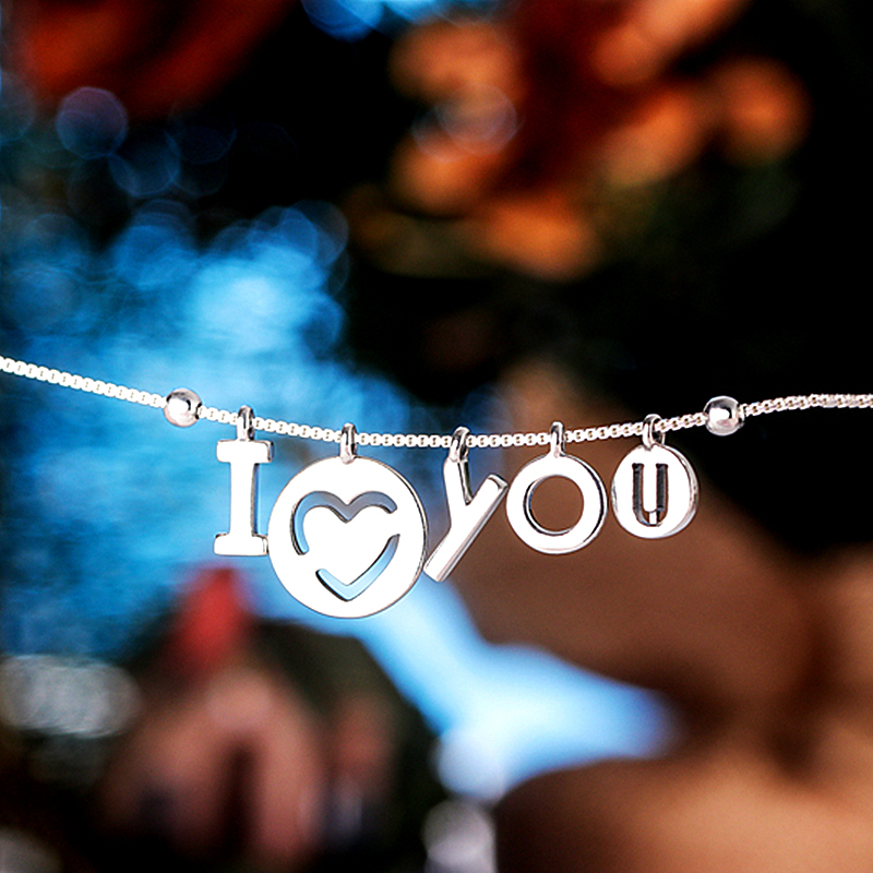 pandora valentine's i love you necklace dangling letters -60 cm