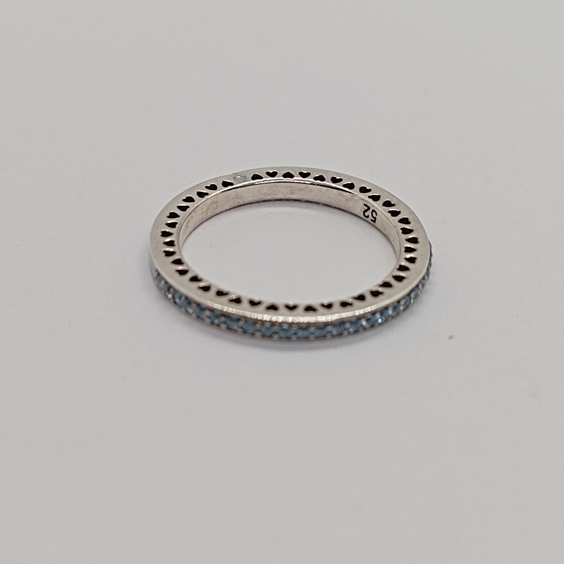 Pandora heart-shaped bright blue ring