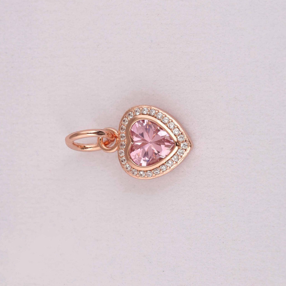 pandora heart dangle rose gold plated pendant charm pink