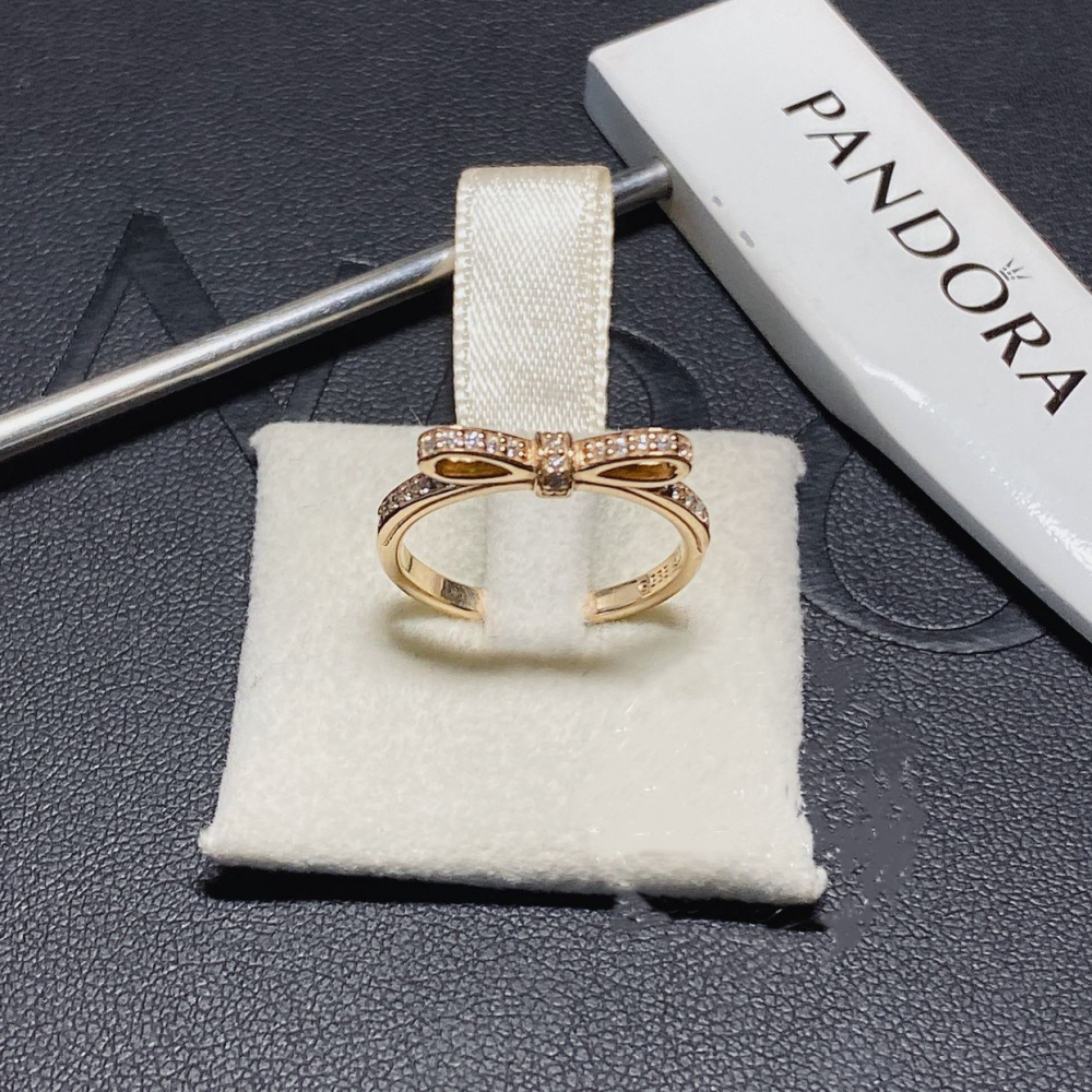 pandora gold delicate bow ring