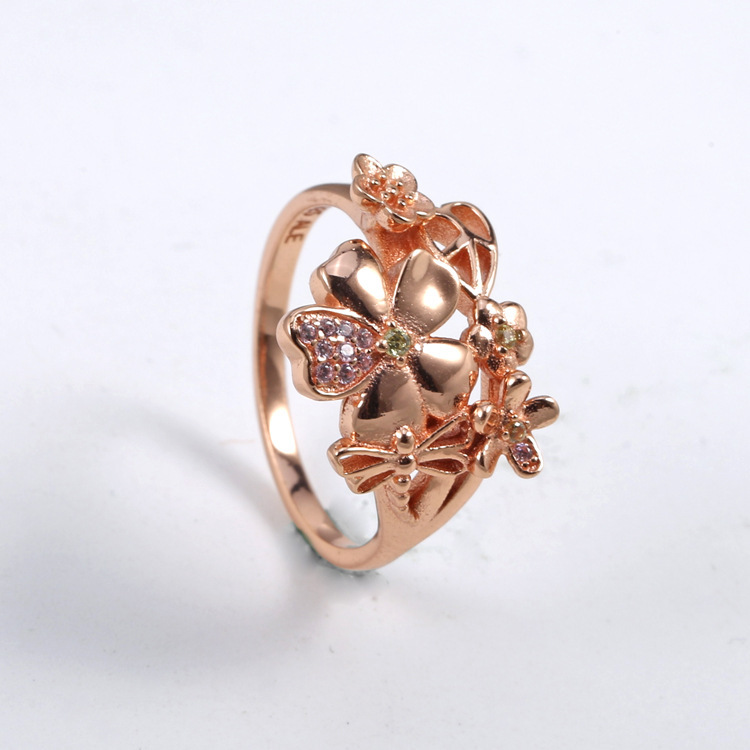 pandora rose gold wildflower meadow pink cz ring size