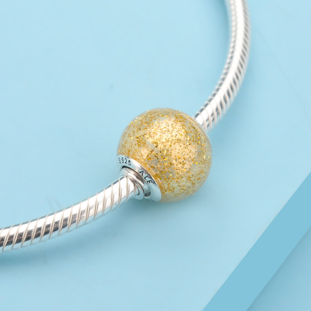 pandora golden glitter ball charm