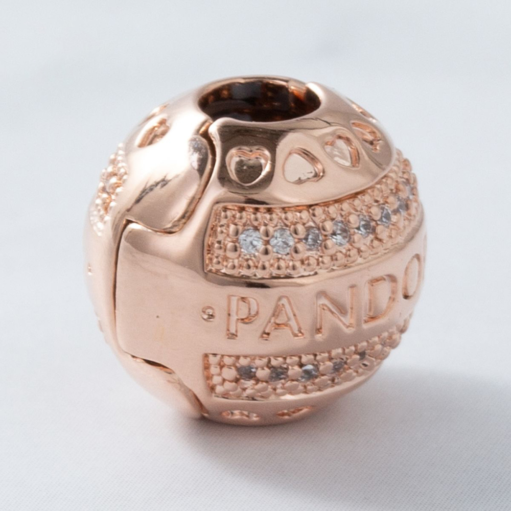 pandora silver charm shine logo hearts clip