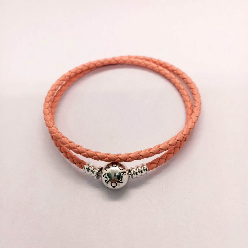 pandora bracelet  braided leather pink