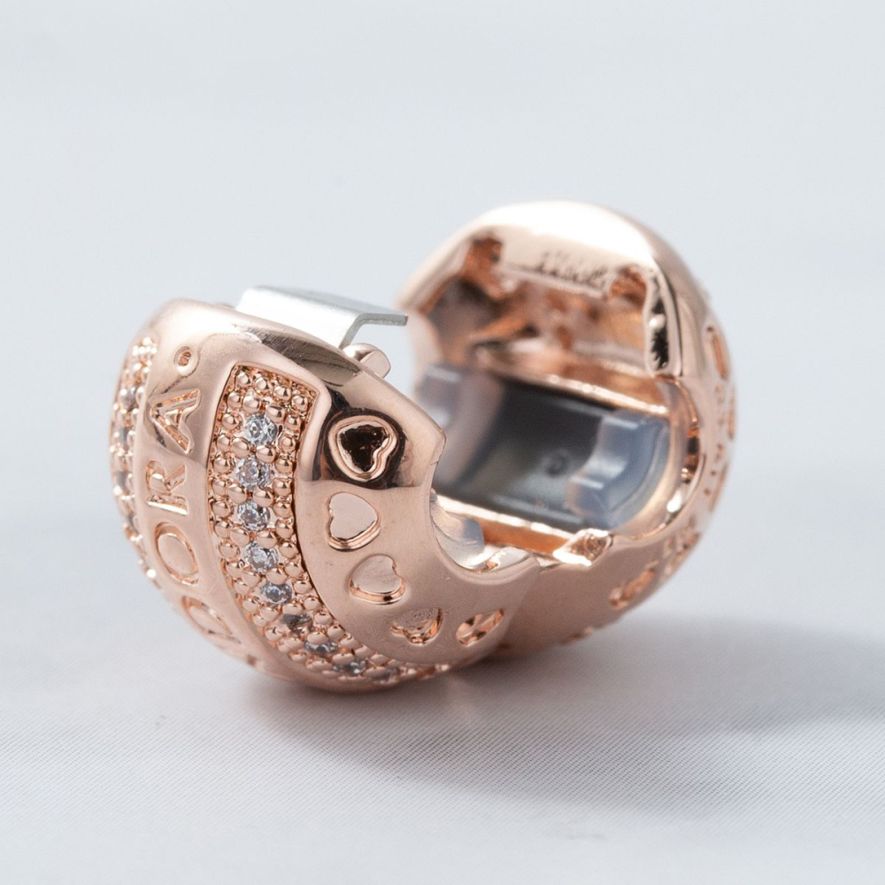 pandora silver charm shine logo hearts clip