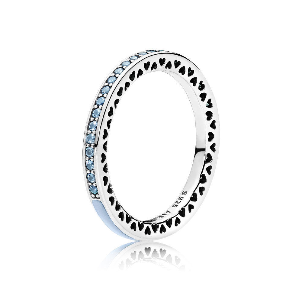 Pandora heart-shaped bright blue ring