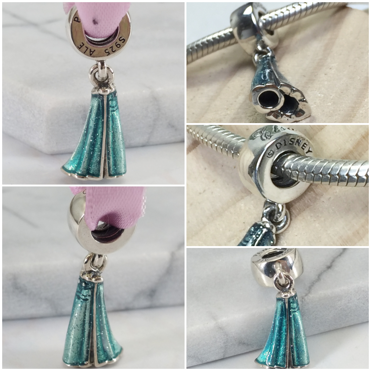 pandora silver charm elsas dress