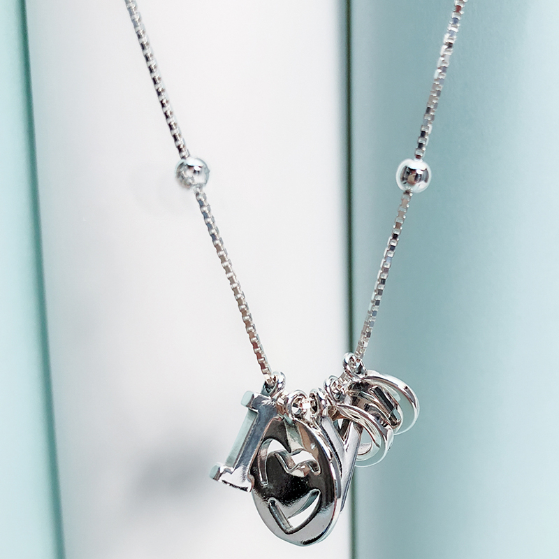 pandora valentine's i love you necklace dangling letters -60 cm