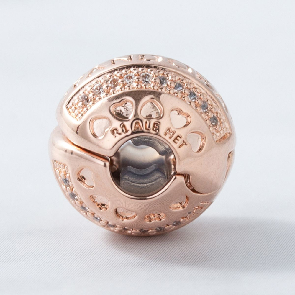 pandora silver charm shine logo hearts clip