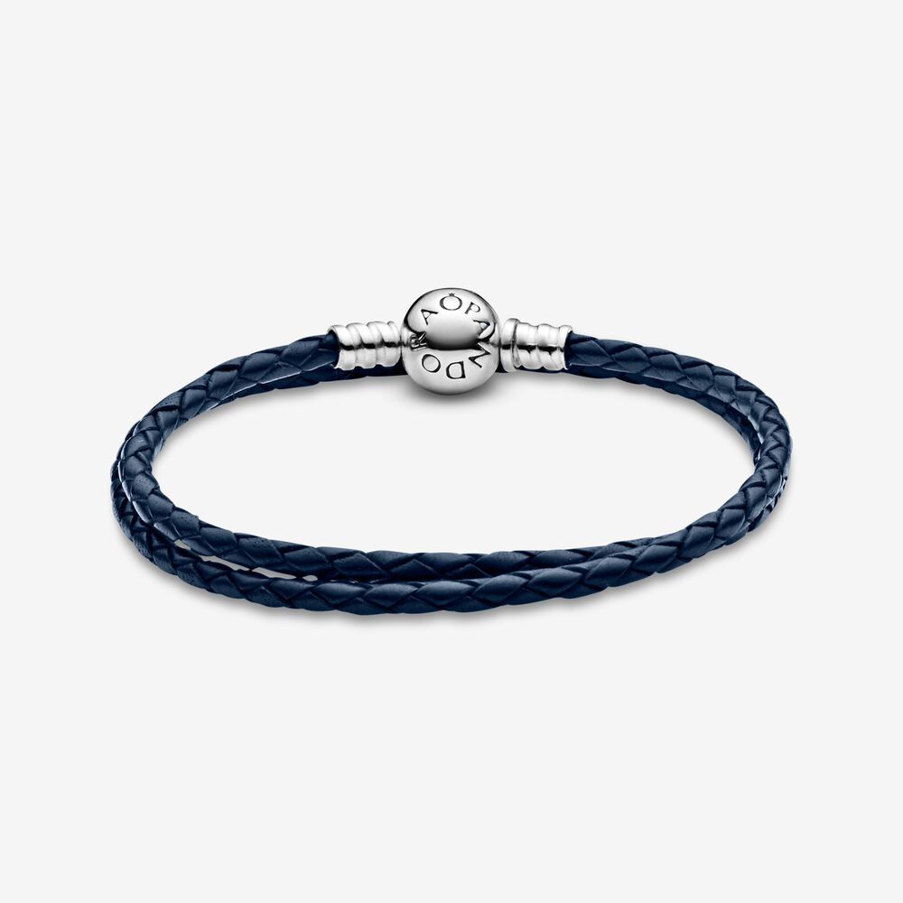 pandora bracelet braided leather dark blue