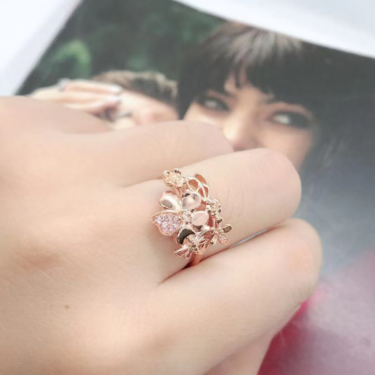 pandora rose gold wildflower meadow pink cz ring size