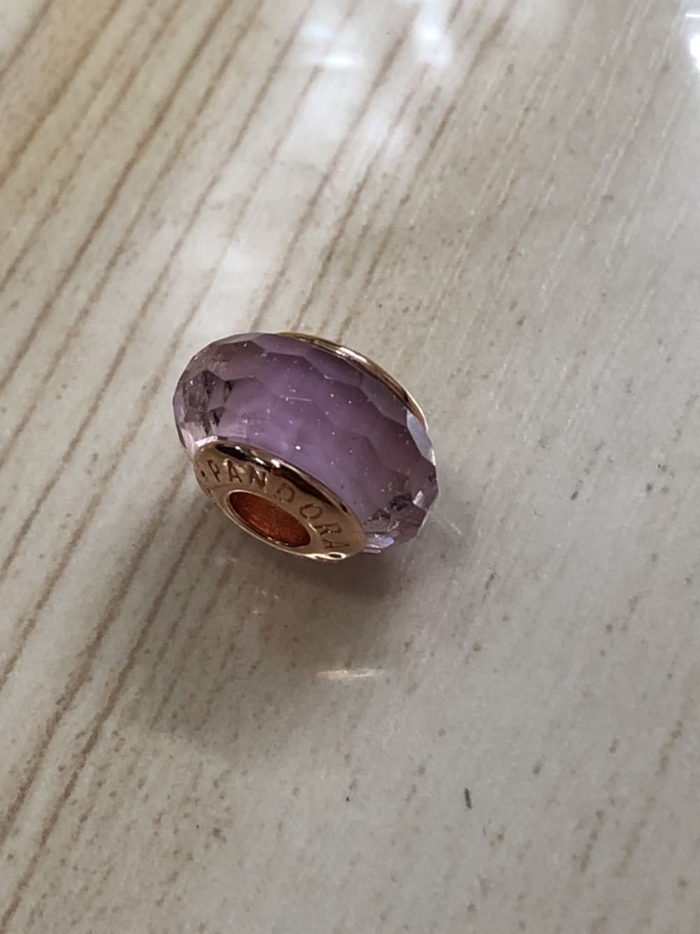 pink shimmerpandora rose gold plated faceted murano glass charm