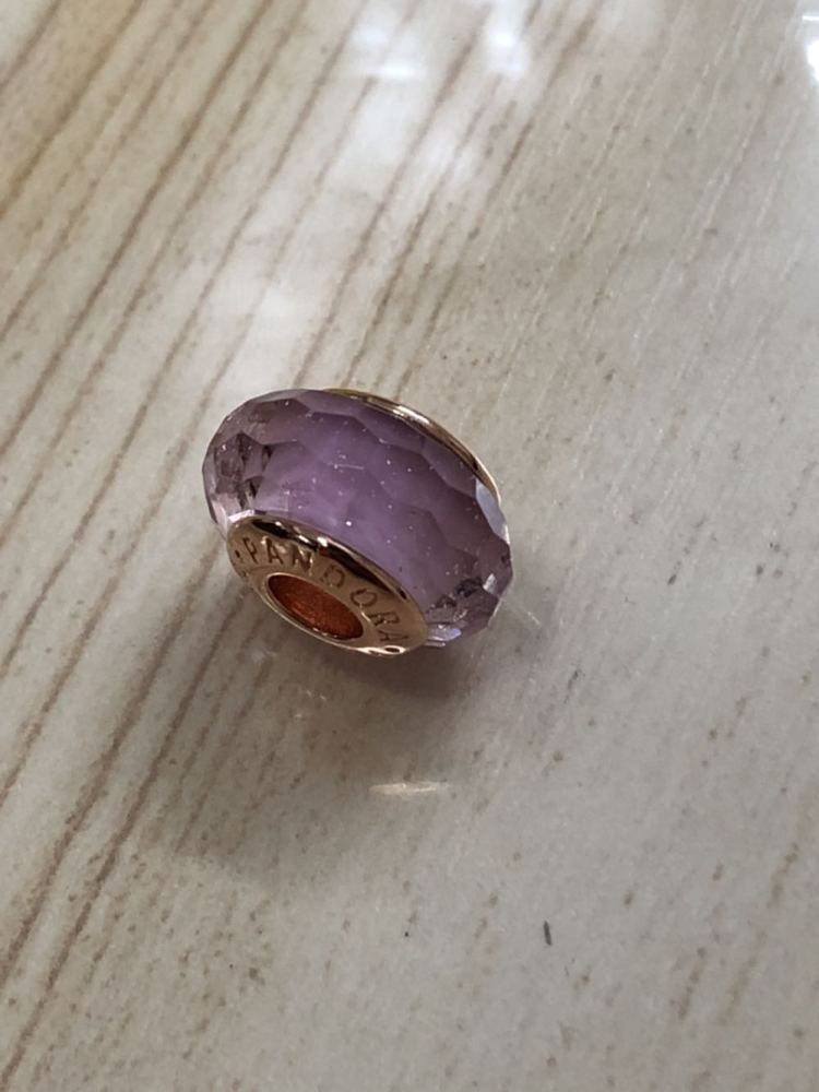 pink shimmerpandora rose gold plated faceted murano glass charm
