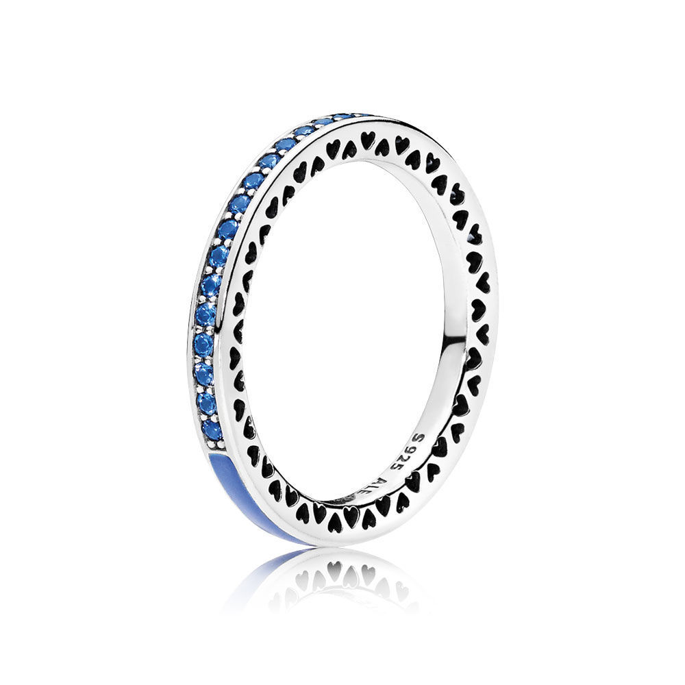 radiant hearts of pandora enamel princess blue ring